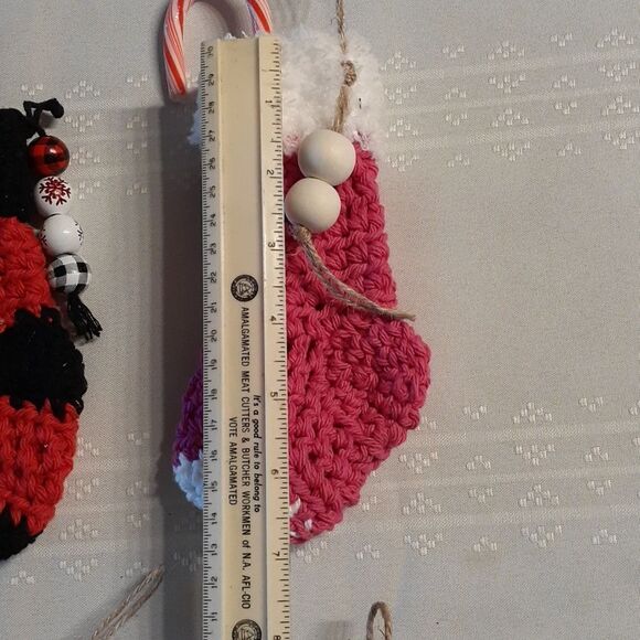 6 pc.hand crocheted sock ornaments - Picture 8 of 9